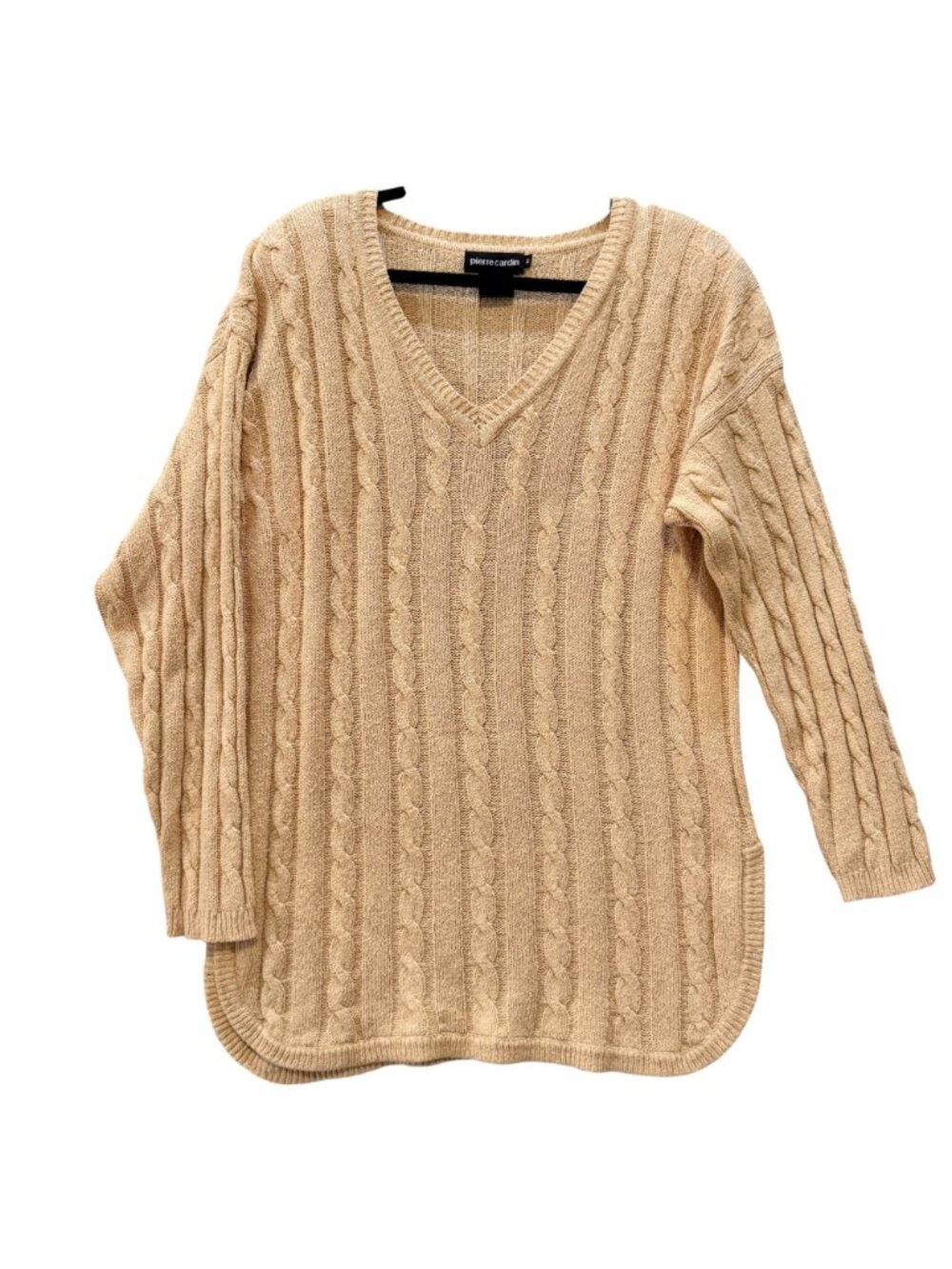 Vintage Pierre Cardin Oversized Sweater Women's M Silk Cable Knit Harvest Gold - Picture 7 of 7